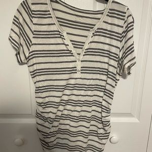 Motherhood Maternity Henley Top black & white striped Size M